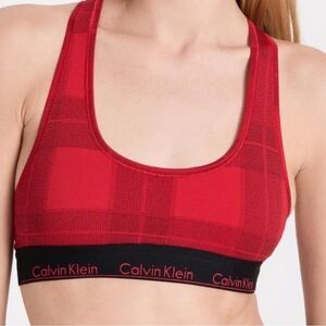 MSRP $30 NWT SMALL CK Modern Cotton Unlined Bralette in textured Plaid